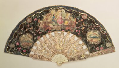 Abanico decorado con escenas de cortejo, finales del siglo XVIII de Unbekannt Unbekannt